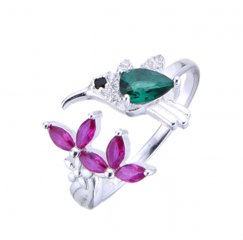 Anillo de Colibrí y Flor