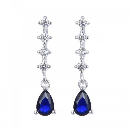 Aretes pequeños con piedra azul